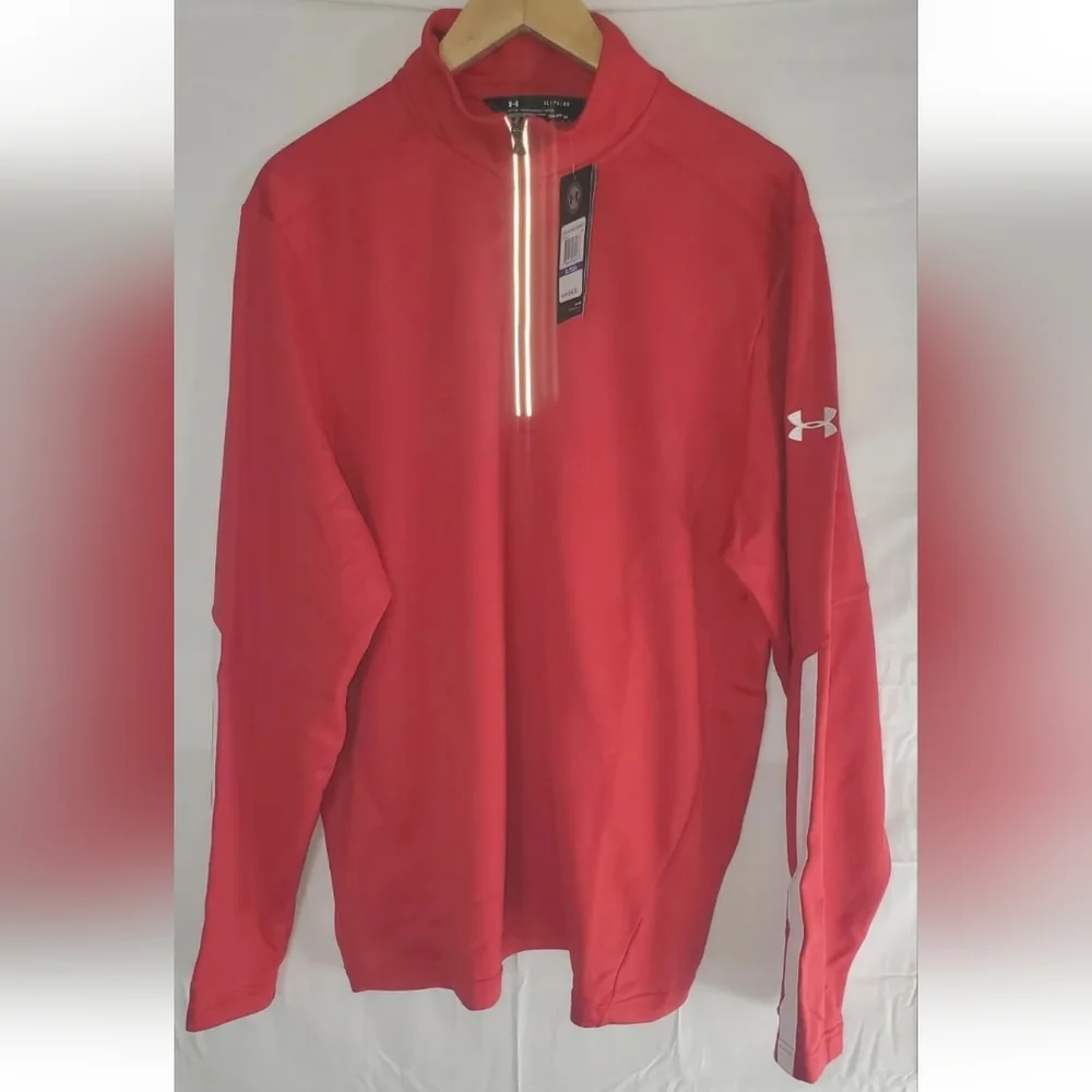 New Under Armour Men's XL Red Qualifier 1/4 Zip Pullover Long Sleeve ColdGear - Picture 2 of 5